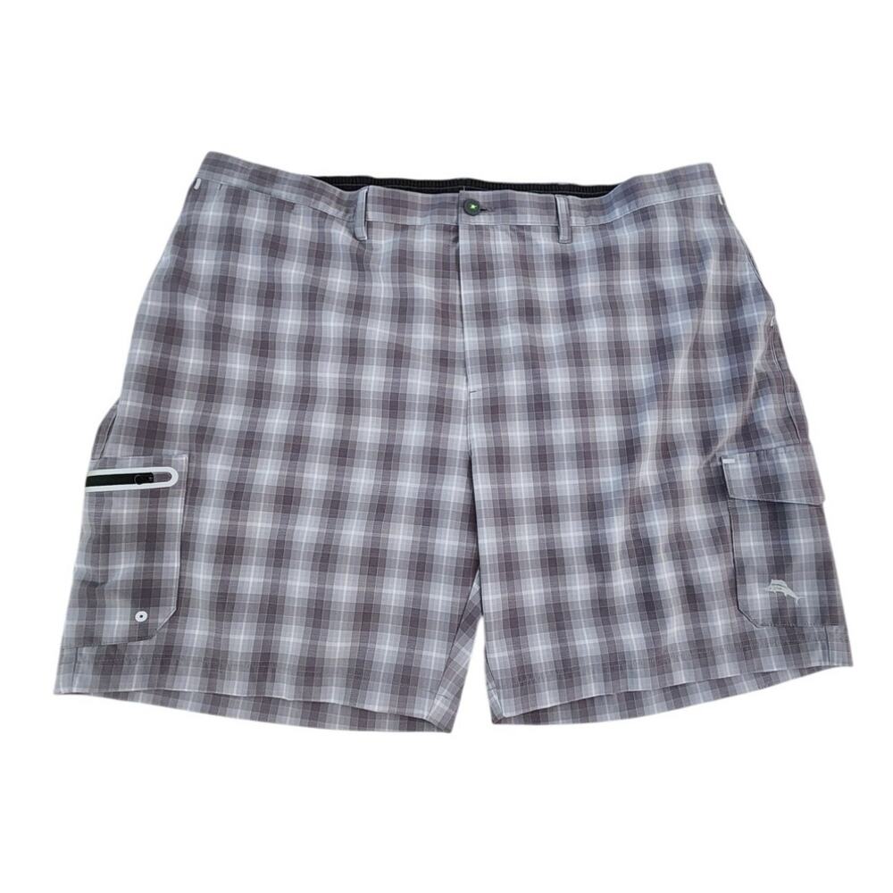 Tommy Bahama Island Zone Gray Plaid Swim Trunk Shorts Big & Tall Men 3XLB